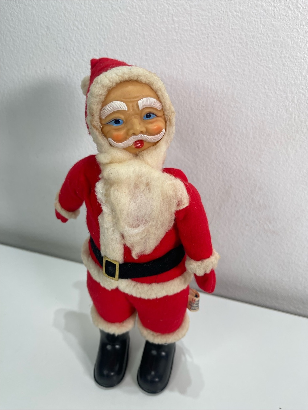 VTG 50/60s Santa Claus Doll Figure Japan Plastic Face Holiday Fair Christmas 11'